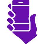 graphic of hand holding a phone, click to access crisis and intervention hotlines