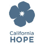 Flower silhouette with text stating California Hope